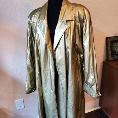 Reversible vintage raincoat gold metallic and polka dot, 1980s 