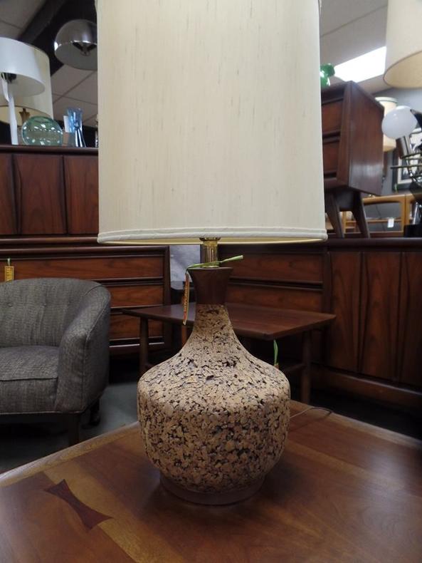 Mid-Century Modern cork table lamp