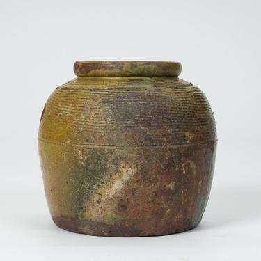 Hand-Thrown Garden Pot with Olive Green Glaze
