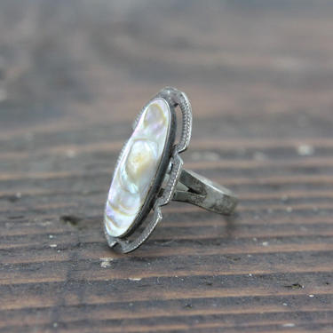 Sterling Silver Ring with Mother of Pearl - Size 7.5 