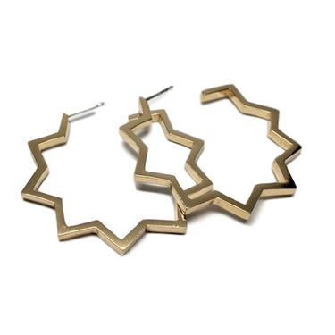 Gold Geometric Hoop Earrings | Zig Zag Hoop | Gold Hoop Earrings by Sarah Cecelia 