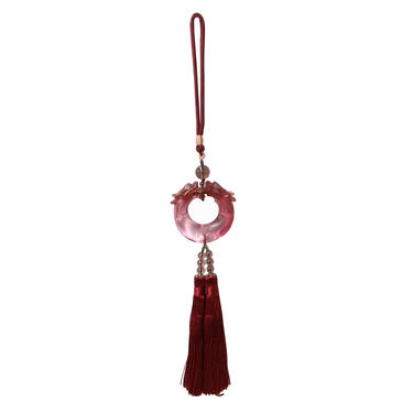 Liuli Crystal Glass Fengshui Fortune Pink Red Dragons Gift Decor Tassel ws1363E 