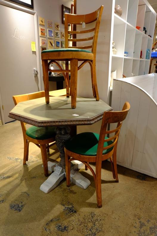Octagon table. $295. Cafe chairs. $45/each. Miss Pixie's