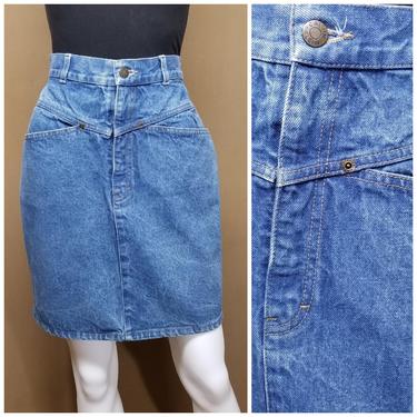 Vintage 80s Calvin Klein Denim Mini Skirt ~ Short Jeans Skirt ~ Punk Rocker Denim ~ Sexy Tight Hip Hugging Sexy ~ Paintable ~ Small 