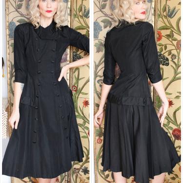 1950s Dress // Dior Style Silk New Look Dress // vintage 50s dress 