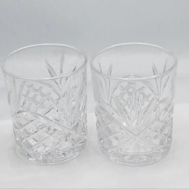 Vintage Studio / Godinger Diamond 2-Piece  Whiskey Glass Set- Vertical Diamond Design 