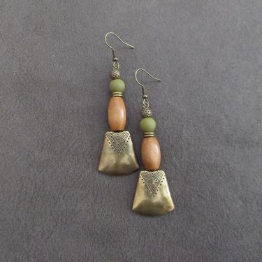 Hammered bronze earrings, geometric earrings, unique mid century modern earrings, ethnic earrings earrings, bohemian earrings, statement 17 