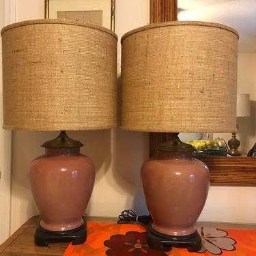Incredible pair of vintage Wildwood  lamps with shades 