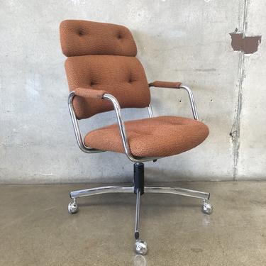 Rare Steelcase Executive Chair Wool &amp; Chrome