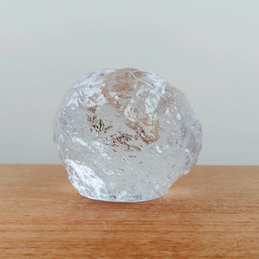 Vintage Kosta Boda Crystal Votive Candle Holder | Large 4&amp;quot; Snowball | Ann Warff | 1970s 