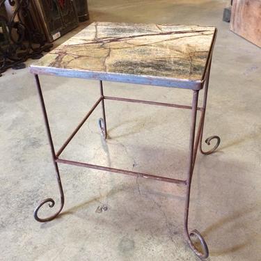 Steel and Marble Occasional Table H15.5 x W12.5 x D12.5