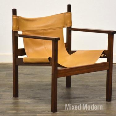 Mid Century Modern Leather Sling Chair 