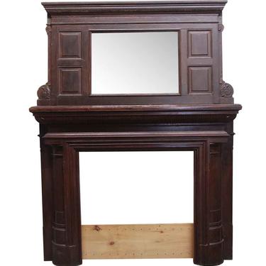 Carved  Mantel with Large Overmantel Mirror