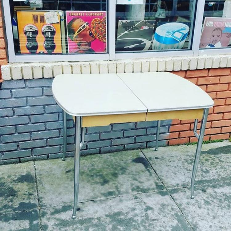 SOLD. Retro Kitchen Table with Leaf, $86.