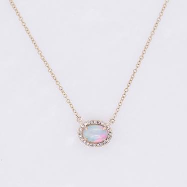 Opal &amp; Diamond Halo Necklace