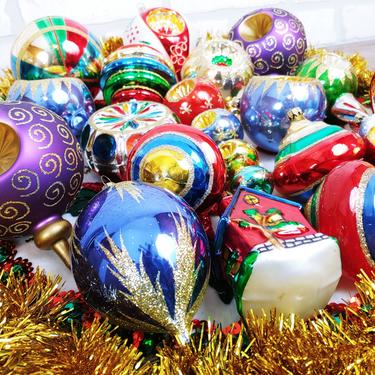 18 Vintage Colorful Glass German Christmas Ornaments Made in Germany 