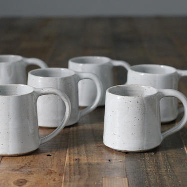 White Farmhouse Ceramic Individual Mug | Wheel Thrown | Handmade by CeramicsByCameron