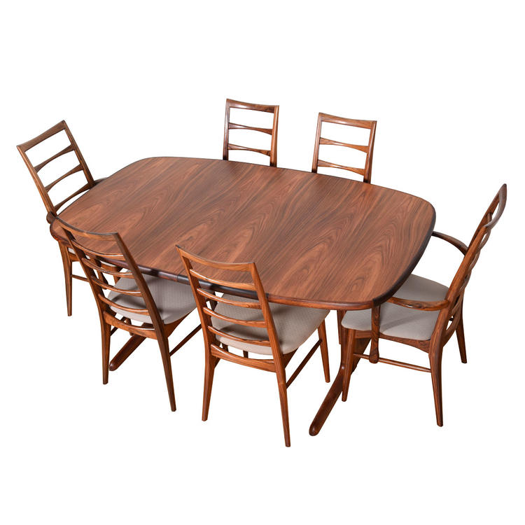 Danish Rosewood Expanding Rectangular Dining Table with Rounded Corners