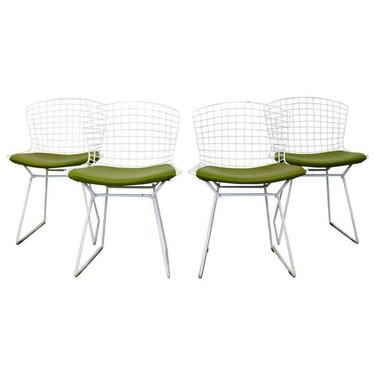 Mid Century Modern Set of 4 Bertoia Style Side Dining Chairs White 