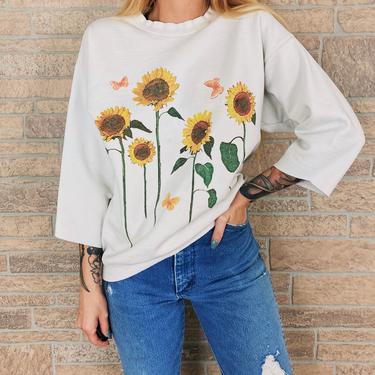 90's Sunflowers and Butterflies Sweatshirt 