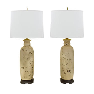 Pair of Artisan Ceramic Asian Style Table Lamps 1960s