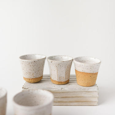 Sake cups sets (small) handmade speckled pottery ceramic, Shochu shot glass, Espresso cup 