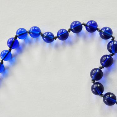 Cobalt Glass Beads Necklace 