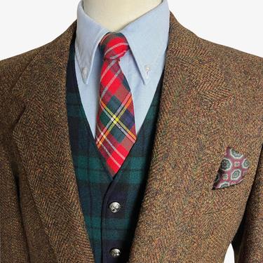Vintage HARRIS TWEED 100% Wool Blazer ~ 42 R ~ Herringbone ~ jacket / sport coat ~ Preppy / Ivy / Trad ~ 