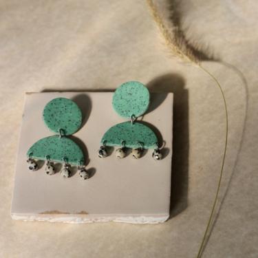 Turquoise Speckled Geometric Polymer Clay Earrings / Bead / Boho 