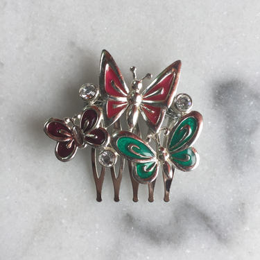 Triple Butterfly Hair Comb made with a Vintage Butterfly Brooch | Repurposed Vintage Brooch | Hair Comb | Hair Jewelry 