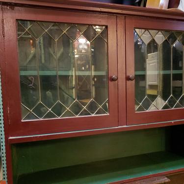 Antique Hutch (to half) Wood with Leaded Glass 39.75 x 49.75 x 14