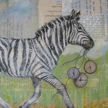 Zebra Art Work Jungle Decor Original Artwork Collage Striped Horse African Safari Wildlife Wild Animal 