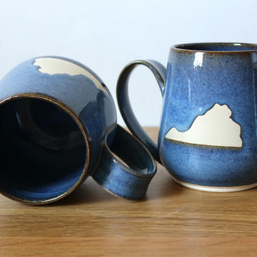 Blue Virginia Mug, Handmade Mug, Pottery 