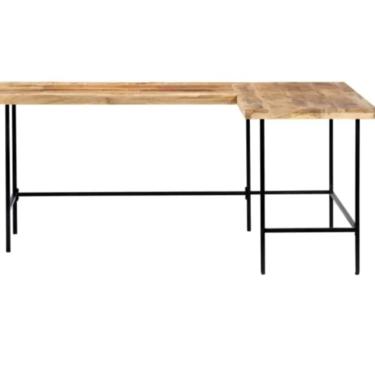 L Shape Desk, Reclaimed Wood & Steel Desk 