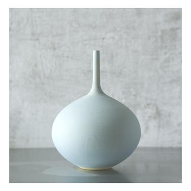SHIPS NOW- one Ice Blue matte ceramic bottle bud vase by sara paloma pottery 