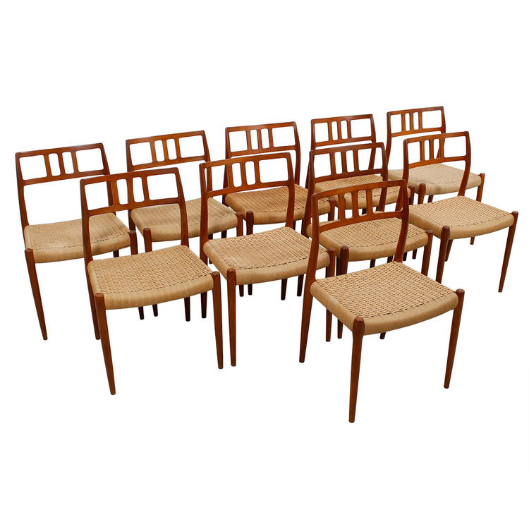 Set of 10 Danish Modern Teak Niels Moller #79 Dining Chairs