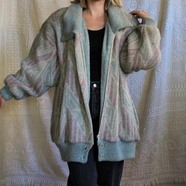Vintage Tundra Pastel Patterned Wool Blanket Coat Women's Size M 