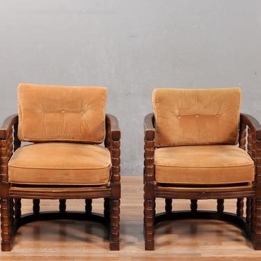Walnut &amp; Apricot Barrel Chair – ONLINE ONLY