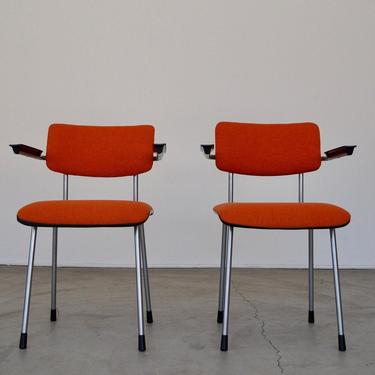 Pair of 1950's Mid-century Dutch Modern Arm Chairs by William H. Gispen Reupholstered in Maharam! 