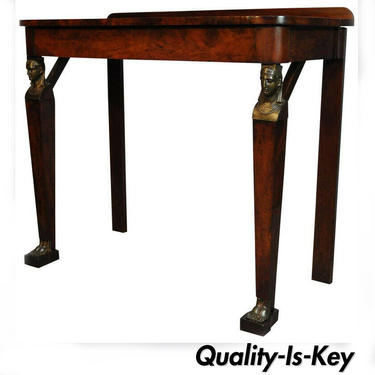 19th Century French Empire Figural Flame Mahogany One Drawer Console Hall Table