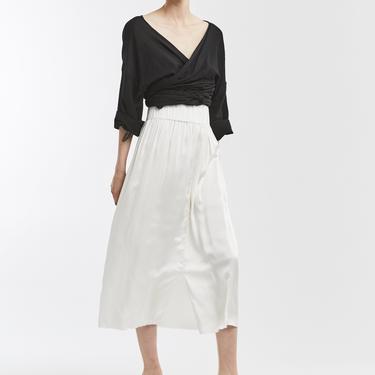 Paper Bag Skirt, Silk Charmeuse in White
