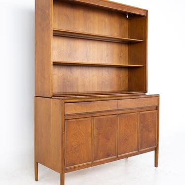 Barney Flagg for Drexel Parallel Mid Century Walnut Sideboard Credenza Buffet and Hutch - mcm 