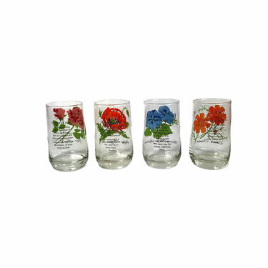 Vintage Flower of the Month Birthday Glasses, Sep, Jun, Aug, Oct 