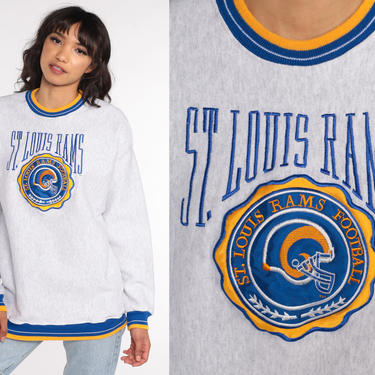 St Louis Rams Sweatshirt Missouri 90s Sweatshirt NFL Sweatshirt Crewneck Football Jumper Sportswear 1990s Grey Medium Large 