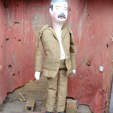 Antique French Hand Painted Composite Man, Vintage Toy  for Putz or Nativity,  Doll House 