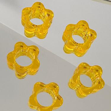Yellow Acrylic Flower Napkin Rings