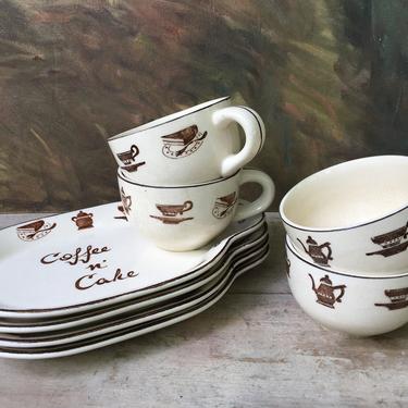 Vintage Parksmith Coffee And Cake Plates And Coffee Cups, Mid Century Modern, Dinner Party, Dessert Plates 