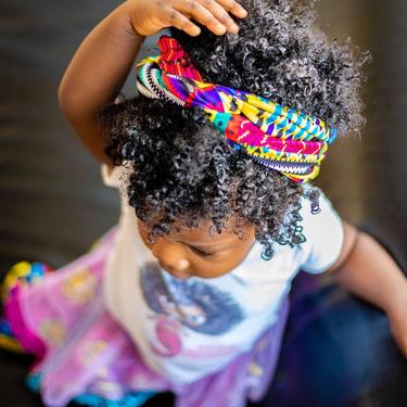 Zizi Sunflower baby headband, Kente fabric, African print 