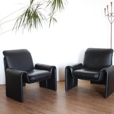 Postmodern Lounge Chairs Steve Leonard Black Leather 