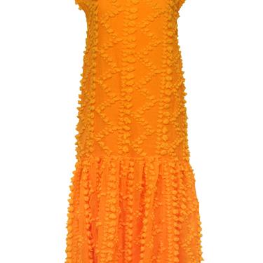 Maeve - Marigold Orange Sleeveless Textured Dress w/ Flounce Hem Sz XS